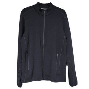 Icebreaker Black Wool Knit Mock Neck Sweater Jacket